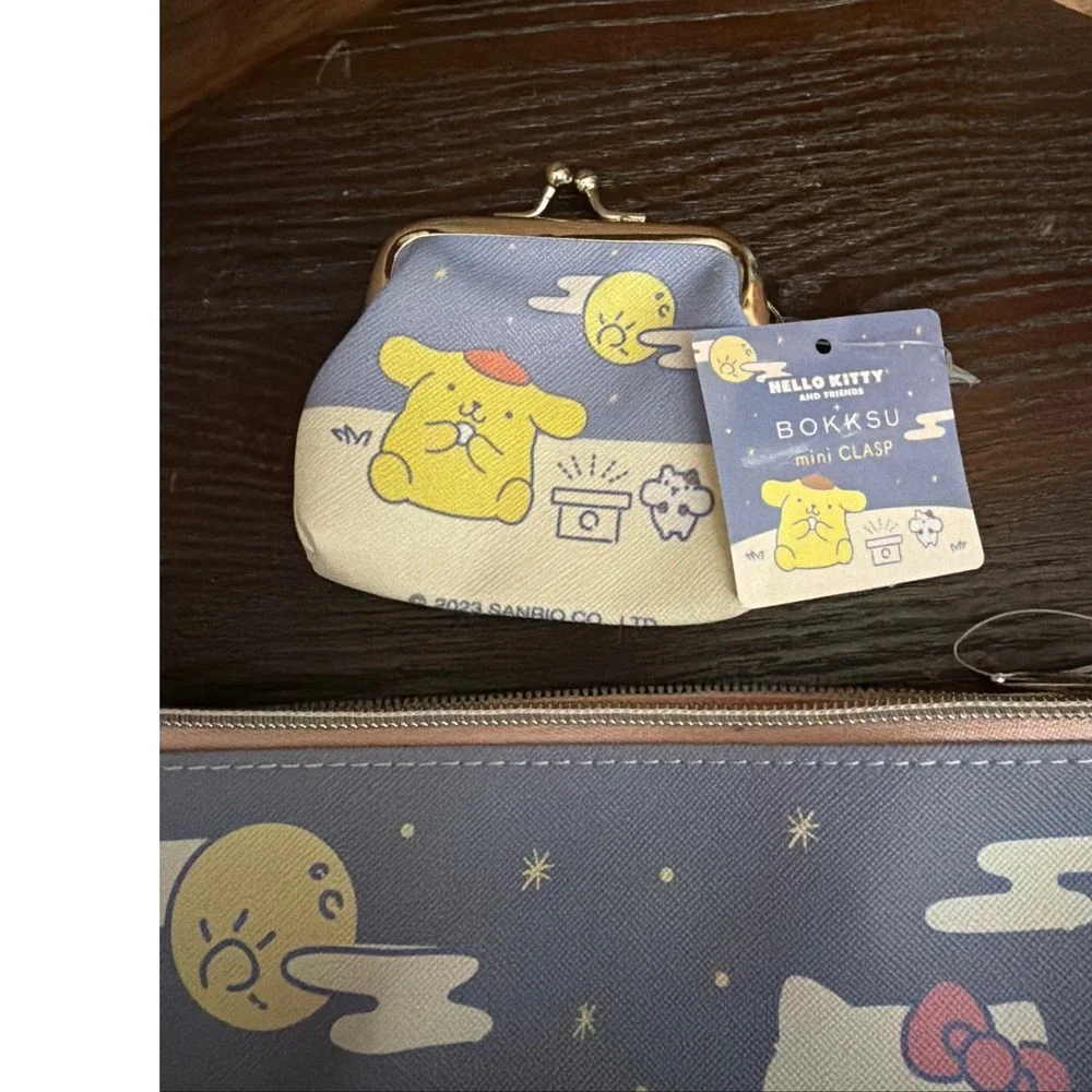 Sanrio Hello Kitty Pompompurin Bokksu Pouch Coin‎ Purse Set Blue Moon Festival